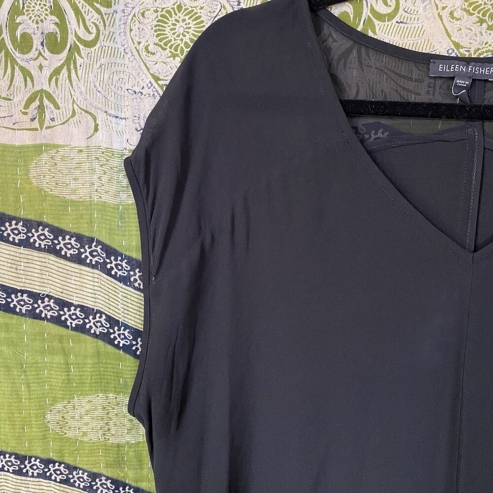 Eileen Fisher Black Silk Georgette Crepe Chiffon … - image 3